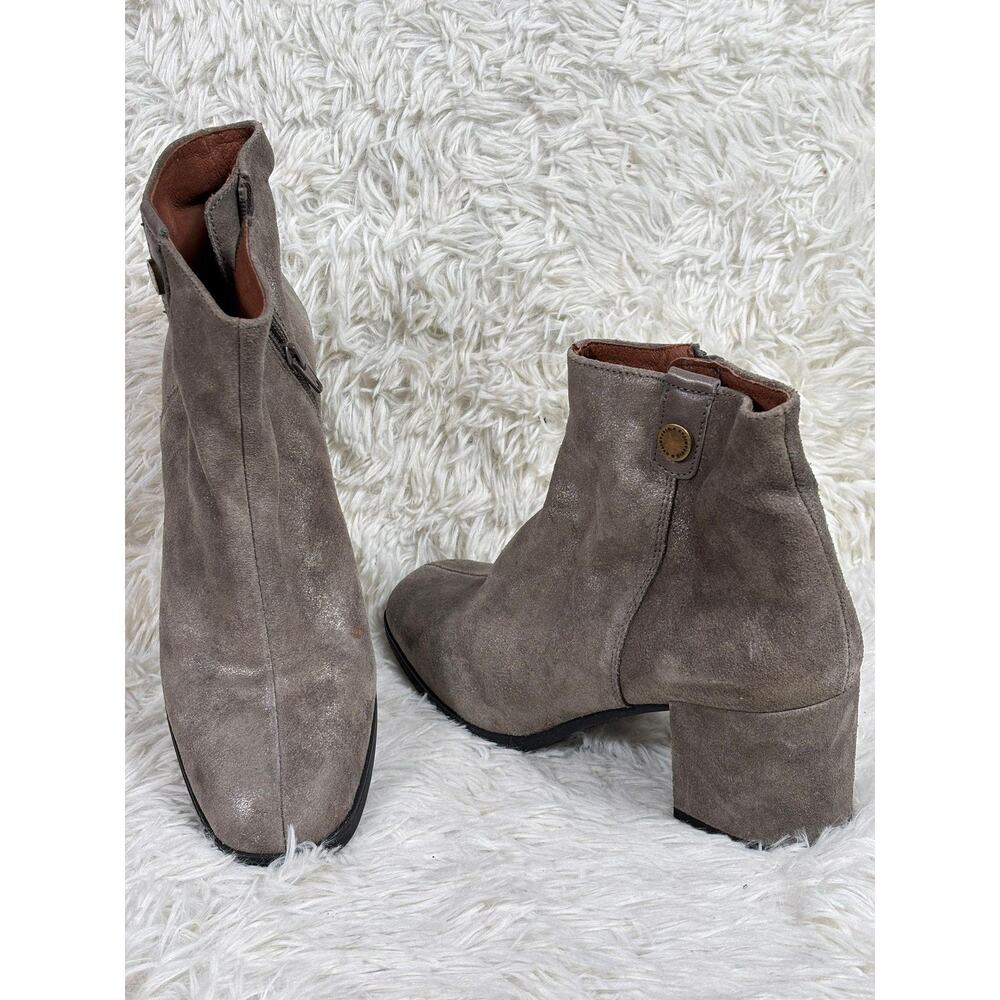 Hispanitas Suede Ankle Zip Boots Womens Size US 11 EU 42 Taupe Gray